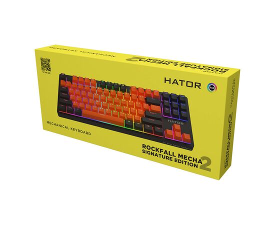 Клавиатура Hator Rockfall 2 Mecha Signature Edition USB Black/Orange/Black (HTK-520-BOB), изображение 6 Клавиатура Hator Rockfall 2 Mecha Signature Edition USB Black/Orange/Black (HTK-520-BOB), изображение 6