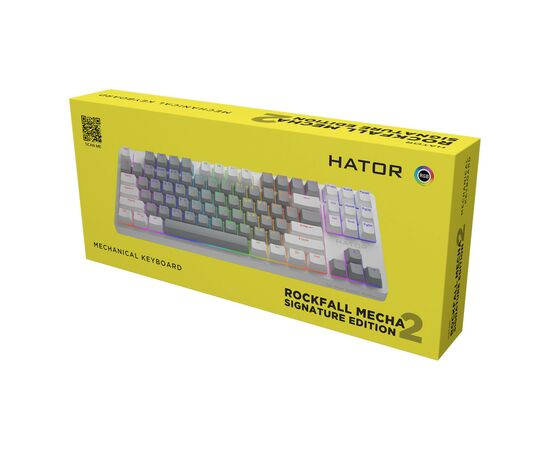 Клавиатура Hator Rockfall 2 Mecha Signature Edition USB White/Grey/White (HTK-521-WGW), изображение 6 Клавиатура Hator Rockfall 2 Mecha Signature Edition USB White/Grey/White (HTK-521-WGW), изображение 6