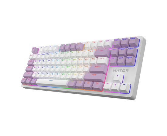 Клавиатура Hator Rockfall 2 Mecha Signature Edition USB White/White/Lilac (HTK-521-WWL), изображение 2 Клавиатура Hator Rockfall 2 Mecha Signature Edition USB White/White/Lilac (HTK-521-WWL), изображение 2