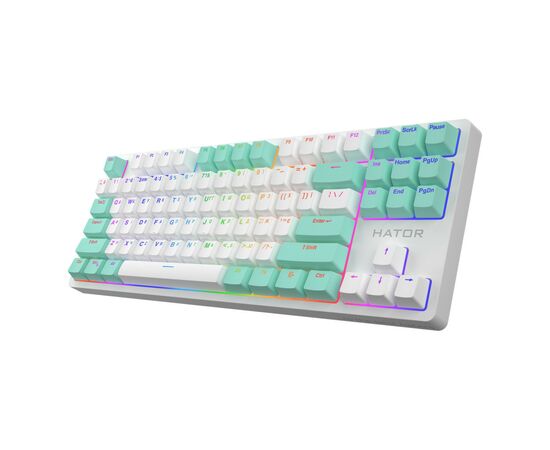 Клавиатура Hator Rockfall 2 Mecha Signature Edition USB White/White/Mint (HTK-521-WWM), изображение 2 Клавиатура Hator Rockfall 2 Mecha Signature Edition USB White/White/Mint (HTK-521-WWM), изображение 2