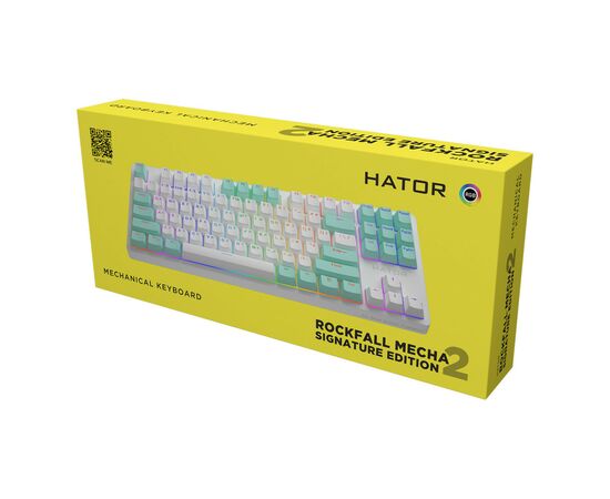 Клавиатура Hator Rockfall 2 Mecha Signature Edition USB White/White/Mint (HTK-521-WWM), изображение 6 Клавиатура Hator Rockfall 2 Mecha Signature Edition USB White/White/Mint (HTK-521-WWM), изображение 6