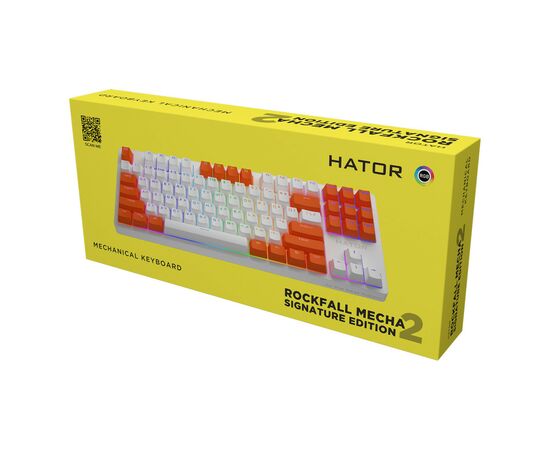 Клавиатура Hator Rockfall 2 Mecha Signature Edition USB White/White/Orange (HTK-521-WWO), изображение 6 Клавиатура Hator Rockfall 2 Mecha Signature Edition USB White/White/Orange (HTK-521-WWO), изображение 6