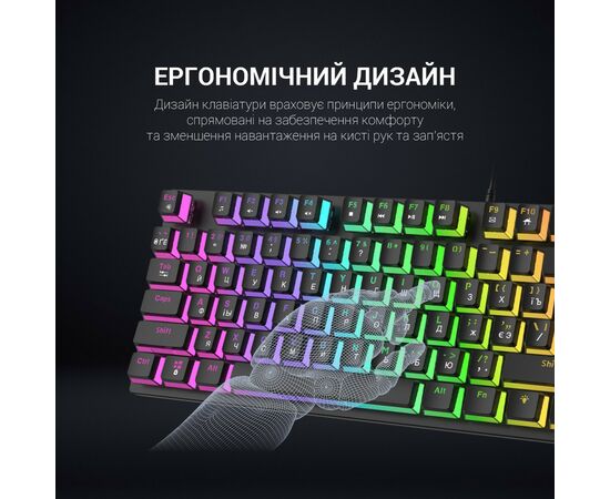 Клавиатура GamePro MK80R Red Switch RGB USB Black (MK80R), изображение 5 Клавиатура GamePro MK80R Red Switch RGB USB Black (MK80R), изображение 5