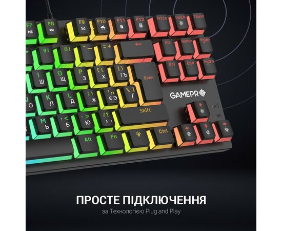 Клавиатура GamePro MK80R Red Switch RGB USB Black (MK80R), изображение 6 Клавиатура GamePro MK80R Red Switch RGB USB Black (MK80R), изображение 6