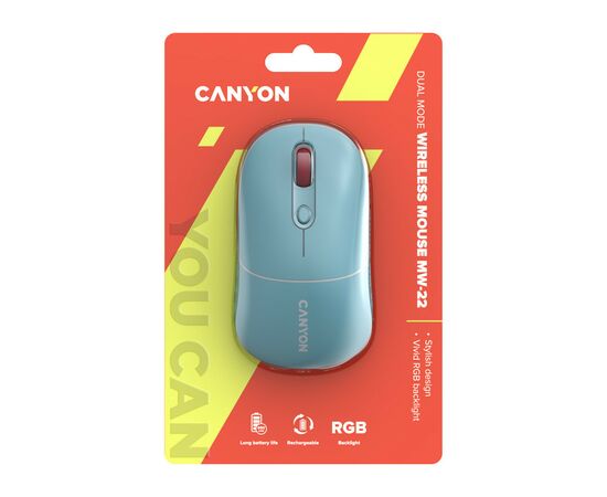 Мышка Canyon MW-22 Dual Band RGB Wireless Dark Cyan (CNS-CMSW22DC), изображение 6 Мышка Canyon MW-22 Dual Band RGB Wireless Dark Cyan (CNS-CMSW22DC), изображение 6