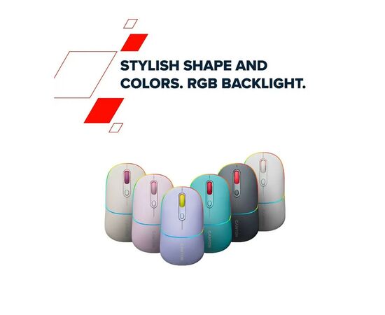 Мышка Canyon MW-22 Dual Band RGB Wireless Pearl Rose (CNS-CMSW22PR), изображение 9 Мышка Canyon MW-22 Dual Band RGB Wireless Pearl Rose (CNS-CMSW22PR), изображение 9