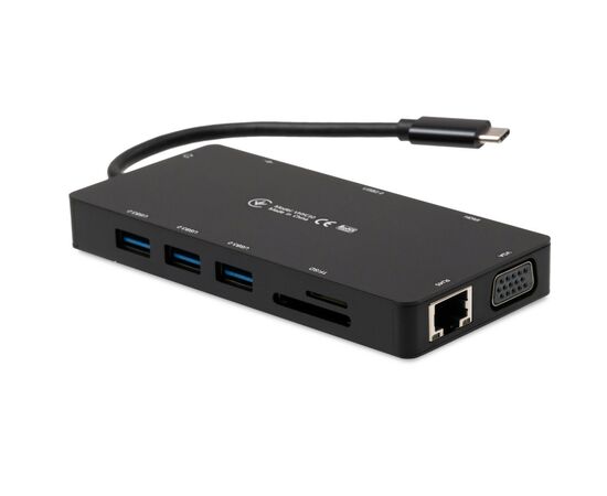 Концентратор Vinga USB-C 3.1 to VGA+HDMI+RJ45+3xUSB3.0+USB2.0+SD/TF+PD100W+Audio (VHYC10), изображение 3 Концентратор Vinga USB-C 3.1 to VGA+HDMI+RJ45+3xUSB3.0+USB2.0+SD/TF+PD100W+Audio (VHYC10), изображение 3