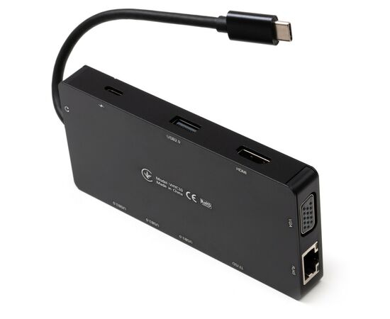 Концентратор Vinga USB-C 3.1 to VGA+HDMI+RJ45+3xUSB3.0+USB2.0+SD/TF+PD100W+Audio (VHYC10), изображение 7 Концентратор Vinga USB-C 3.1 to VGA+HDMI+RJ45+3xUSB3.0+USB2.0+SD/TF+PD100W+Audio (VHYC10), изображение 7
