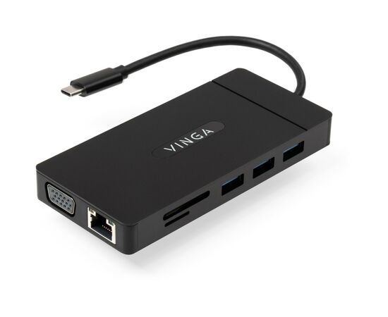 Концентратор Vinga USB-C 3.1 to VGA+HDMI+RJ45+3xUSB3.0+USB2.0+SD/TF+PD100W+Audio (VHYC10)