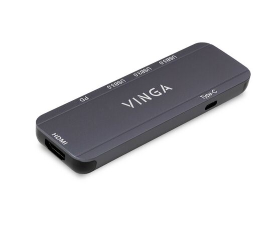 Концентратор Vinga USB-C 3.1 to HDMI+3xUSB3.0+PD100W+USB-C foldable cable (VHYC6FC), изображение 2 Концентратор Vinga USB-C 3.1 to HDMI+3xUSB3.0+PD100W+USB-C foldable cable (VHYC6FC), изображение 2