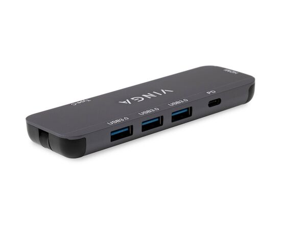 Концентратор Vinga USB-C 3.1 to HDMI+3xUSB3.0+PD100W+USB-C foldable cable (VHYC6FC), изображение 3 Концентратор Vinga USB-C 3.1 to HDMI+3xUSB3.0+PD100W+USB-C foldable cable (VHYC6FC), изображение 3