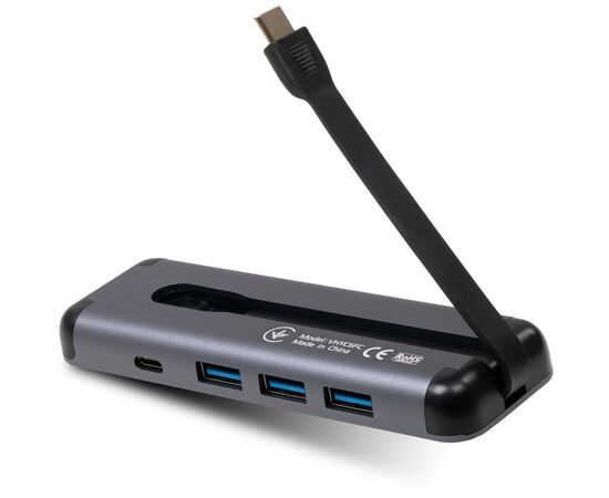 Концентратор Vinga USB-C 3.1 to HDMI+3xUSB3.0+PD100W+USB-C foldable cable (VHYC6FC), изображение 7 Концентратор Vinga USB-C 3.1 to HDMI+3xUSB3.0+PD100W+USB-C foldable cable (VHYC6FC), изображение 7