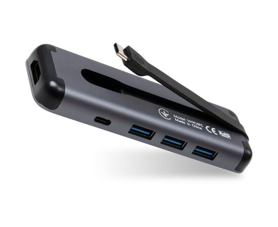 Концентратор Vinga USB-C 3.1 to HDMI+3xUSB3.0+PD100W+USB-C foldable cable (VHYC6FC)