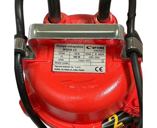 Заглибний насос Optima фекальний WQD 8-12, 8000 л/год, 0.9кВт, 230В (9608), зображення 3