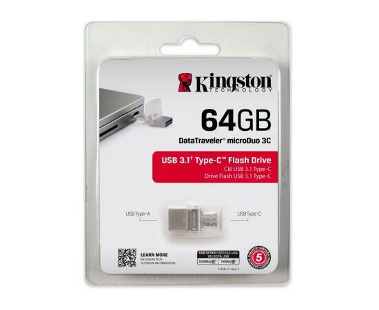 USB флеш накопитель Kingston 64GB DataTraveler microDuo 3C USB 3.1 (DTDUO3C/64GB), изображение 8 USB флеш накопитель Kingston 64GB DataTraveler microDuo 3C USB 3.1 (DTDUO3C/64GB), изображение 8