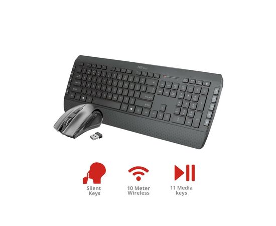 Комплект Trust Tecla-2 Wireless Black (23239), изображение 11 Комплект Trust Tecla-2 Wireless Black (23239), изображение 11
