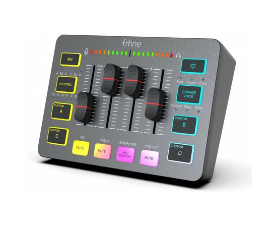 Микшерный пульт Fifine Sound Card Black (SC3), изображение 2 Микшерный пульт Fifine Sound Card Black (SC3), изображение 2