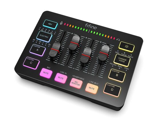 Микшерный пульт Fifine Sound Card Black (SC3), изображение 3 Микшерный пульт Fifine Sound Card Black (SC3), изображение 3