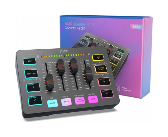 Микшерный пульт Fifine Sound Card Black (SC3), изображение 4 Микшерный пульт Fifine Sound Card Black (SC3), изображение 4