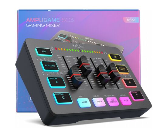 Микшерный пульт Fifine Sound Card Black (SC3), изображение 5 Микшерный пульт Fifine Sound Card Black (SC3), изображение 5