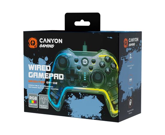 Геймпад Canyon Brighter GP-02 Wired RGB 4in1 PS3/Android BOX-TV/Nintendo Crystal (CND-GP02), изображение 2 Геймпад Canyon Brighter GP-02 Wired RGB 4in1 PS3/Android BOX-TV/Nintendo Crystal (CND-GP02), изображение 2