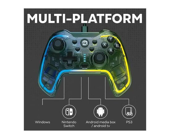 Геймпад Canyon Brighter GP-02 Wired RGB 4in1 PS3/Android BOX-TV/Nintendo Crystal (CND-GP02), изображение 3 Геймпад Canyon Brighter GP-02 Wired RGB 4in1 PS3/Android BOX-TV/Nintendo Crystal (CND-GP02), изображение 3