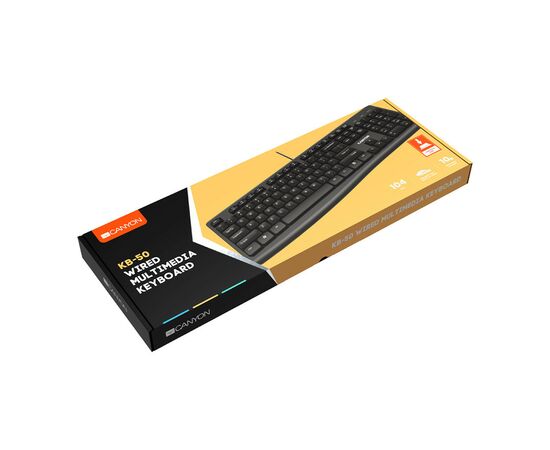 Клавиатура Canyon KB-50 Slim USB UA Black (CNE-CKEY5), изображение 4 Клавиатура Canyon KB-50 Slim USB UA Black (CNE-CKEY5), изображение 4
