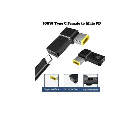 Переходник PD 100W USB-C F to DC Male Jack square mouth Lenovo Thinkpad ST-Lab (PD100W-Lenovo), изображение 4 Переходник PD 100W USB-C F to DC Male Jack square mouth Lenovo Thinkpad ST-Lab (PD100W-Lenovo), изображение 4