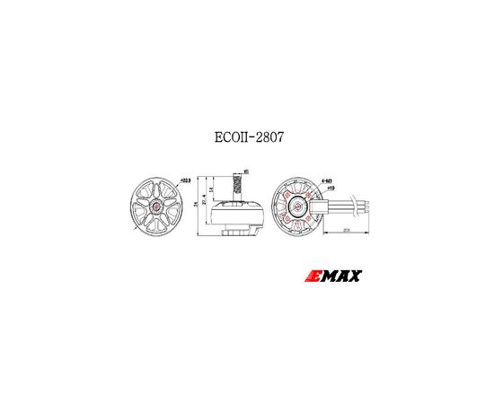 Двигатель для дрона Emax ECO II 2807 1500KV (0101096023), изображение 4 Двигатель для дрона Emax ECO II 2807 1500KV (0101096023), изображение 4