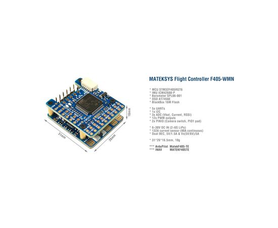 Полетный контроллер (FC) MATEKSYS F405-WMN (F405-WMN/HP024.0104), изображение 2 Полетный контроллер (FC) MATEKSYS F405-WMN (F405-WMN/HP024.0104), изображение 2