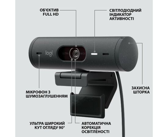 Веб-камера Logitech Brio 505 for Business Graphite (960-001459), изображение 6 Веб-камера Logitech Brio 505 for Business Graphite (960-001459), изображение 6