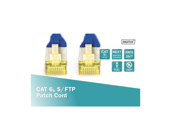 Патч-корд 1м, CAT 6a S-FTP, AWG 26/7, Cu, LSZH, blue Digitus (DK-1644-A-010/B), зображення 5 Патч-корд 1м, CAT 6a S-FTP, AWG 26/7, Cu, LSZH, blue Digitus (DK-1644-A-010/B), зображення 5