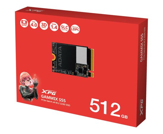 Накопитель SSD M.2 2230 512GB GAMMIX S55 ADATA (SGAMMIXS55-512G-C), изображение 3 Накопитель SSD M.2 2230 512GB GAMMIX S55 ADATA (SGAMMIXS55-512G-C), изображение 3