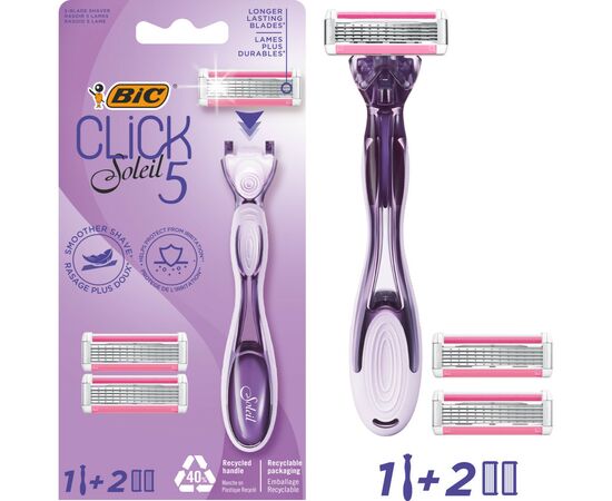 Бритва Bic Click Soleil 5 с 2 сменными картриджами (3086123680227), изображение 5 Бритва Bic Click Soleil 5 с 2 сменными картриджами (3086123680227), изображение 5
