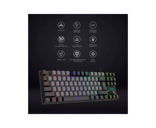 Клавиатура GamePro MK100B Blue Switch LED USB Black (MK100B), изображение 8 Клавиатура GamePro MK100B Blue Switch LED USB Black (MK100B), изображение 8
