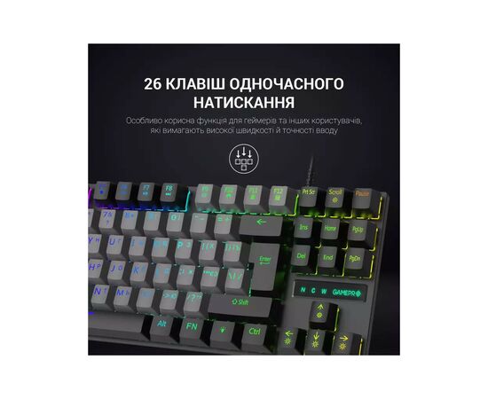 Клавиатура GamePro MK100B Blue Switch LED USB Black (MK100B), изображение 9 Клавиатура GamePro MK100B Blue Switch LED USB Black (MK100B), изображение 9