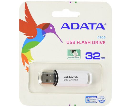 USB флеш накопитель ADATA 32GB C906 White USB 2.0 (AC906-32G-RWH), изображение 4 USB флеш накопитель ADATA 32GB C906 White USB 2.0 (AC906-32G-RWH), изображение 4
