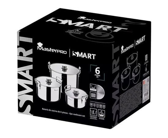 Набір посуду MasterPro Smart 3,14/6,5/11,6 л 6 предметів (BGMP-2145), зображення 5 Набір посуду MasterPro Smart 3,14/6,5/11,6 л 6 предметів (BGMP-2145), зображення 5