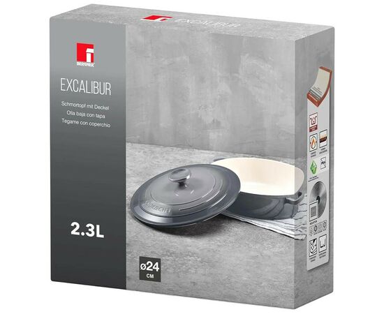 Сотейник Bergner Excalibur з кришкою 24 см Grey (BG-36103-GY), изображение 6 Сотейник Bergner Excalibur з кришкою 24 см Grey (BG-36103-GY), изображение 6