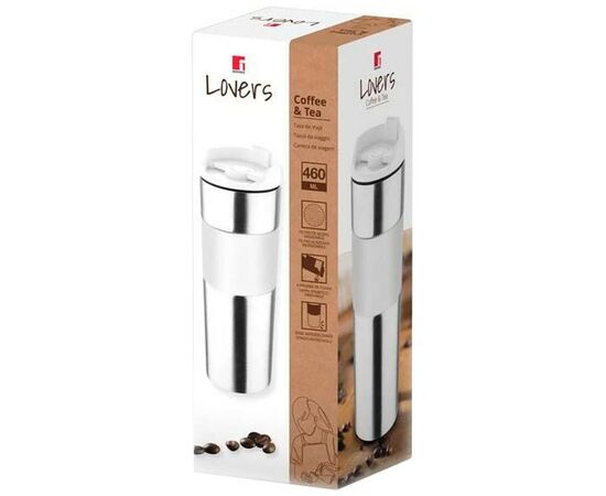 Термокружка Bergner Coffee & tea lovers 460 мл White (BG-37789-WH), изображение 5 Термокружка Bergner Coffee & tea lovers 460 мл White (BG-37789-WH), изображение 5