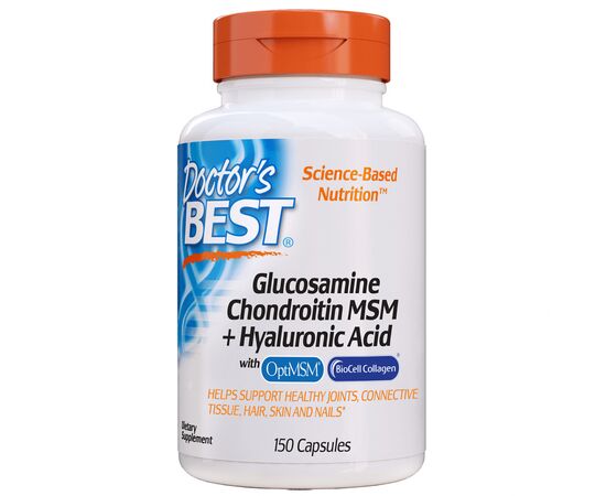 Витаминно-минеральный комплекс Doctor's Best Глюкозамин Хондротин МСМ + Гиалуроновая Кислота, BioCell Co (DRB-00271)