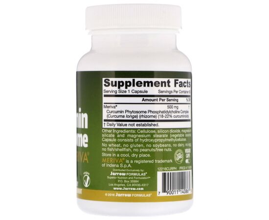Антиоксидант Jarrow Formulas Фитосомы Куркумина 500 мг, Curcumin Phytosome Meriva, 60 ге (JRW-14086), изображение 2 Антиоксидант Jarrow Formulas Фитосомы Куркумина 500 мг, Curcumin Phytosome Meriva, 60 ге (JRW-14086), изображение 2