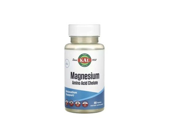 Минералы KAL Магний Хелат, Magnesium Amino Acid Chelate, 100 таблеток (CAL81123)