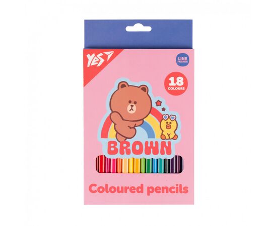 Олівці кольорові Yes 18 кольорів Line Friends Choco and Sally (290734)