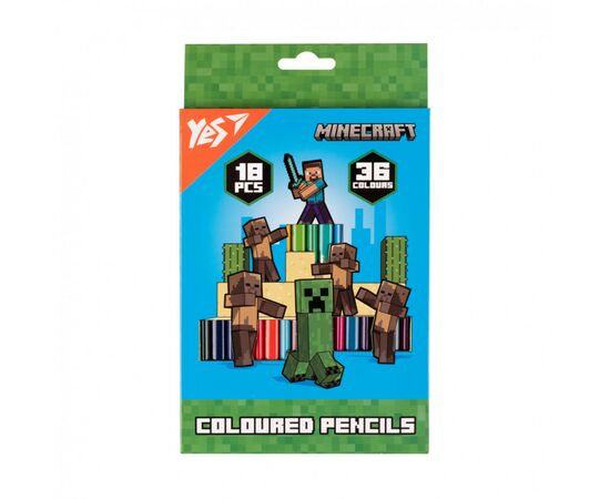 Олівці кольорові Yes Minecraft Heroes двосторонні 18 шт. 36 кол (290750)
