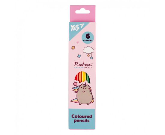 Олівці кольорові Yes 6 кольорів Pusheen рожево-бірюзовий (290725)
