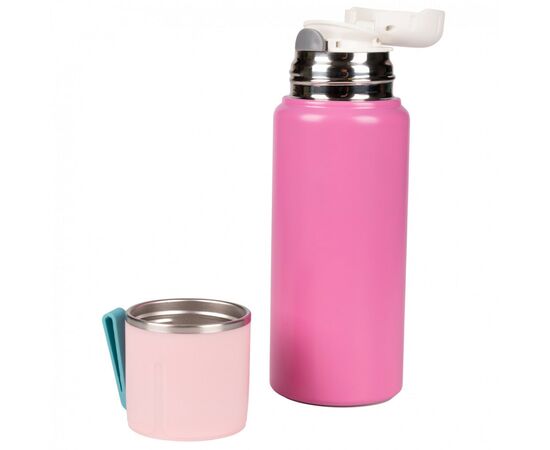 Поїльник-непроливайка Yes Термос Fusion з чашкою, 420 мл, рожевий (708208), зображення 2 Поїльник-непроливайка Yes Термос Fusion з чашкою, 420 мл, рожевий (708208), зображення 2