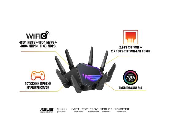Маршрутизатор ASUS GT-AXE16000 (90IG06W0-MU2A10), изображение 5 Маршрутизатор ASUS GT-AXE16000 (90IG06W0-MU2A10), изображение 5