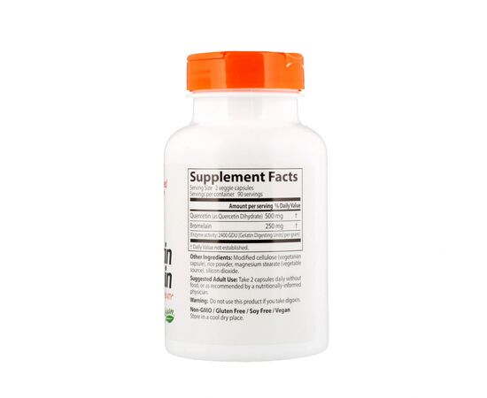 Витаминно-минеральный комплекс Doctor's Best Кверцетин и Бромелайн, Quercetin Bromelain, 180 капсул (DRB-00029), изображение 2 Витаминно-минеральный комплекс Doctor's Best Кверцетин и Бромелайн, Quercetin Bromelain, 180 капсул (DRB-00029), изображение 2