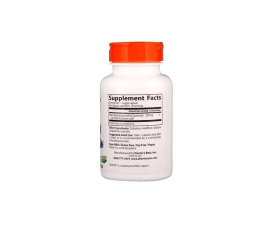 Вітамінно-мінеральний комплекс Doctor's Best Пірролохінолінхінон PQQ, 20 мг, 30 вегетаріанських капсул (DRB-00295), зображення 2